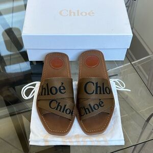 Authentic Chloé Woody Mule Sandal in Grove Brown